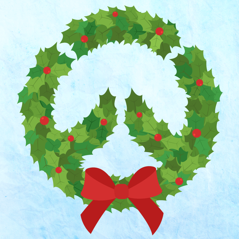 Overwatch logo made out of a Christmas holiday wreath