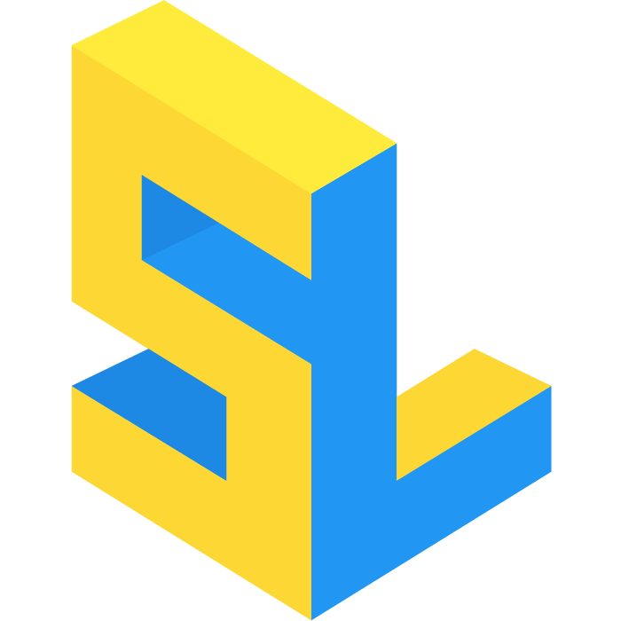 blue and yellow logo with the letters 'S' and 'L' in a block formation